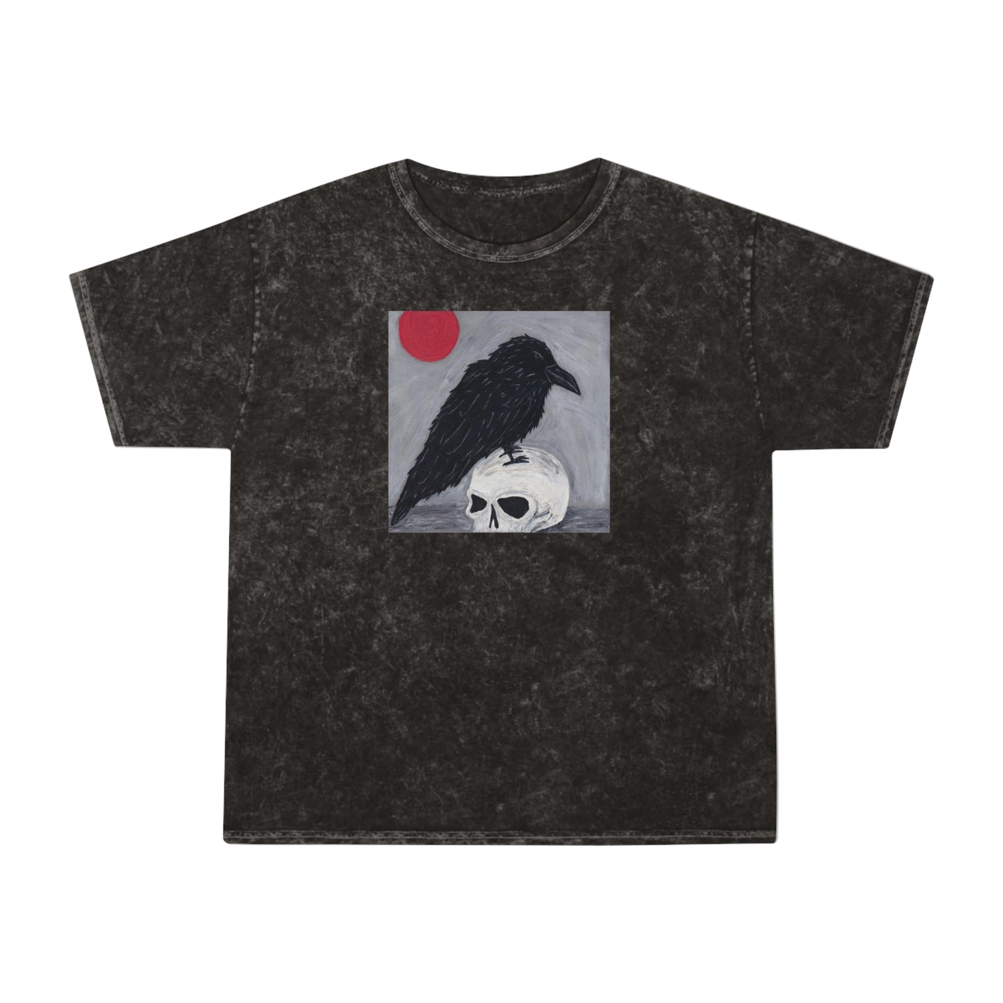 Raven Perched on Skull - Unisex Mineral Wash T-Shirt