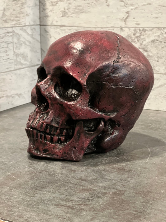 Medium Concrete Skull Painted - Detailed